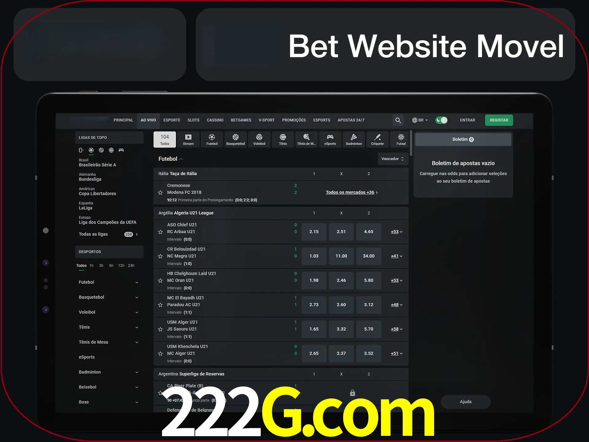 Use nosso website em qualquer dispositivo.